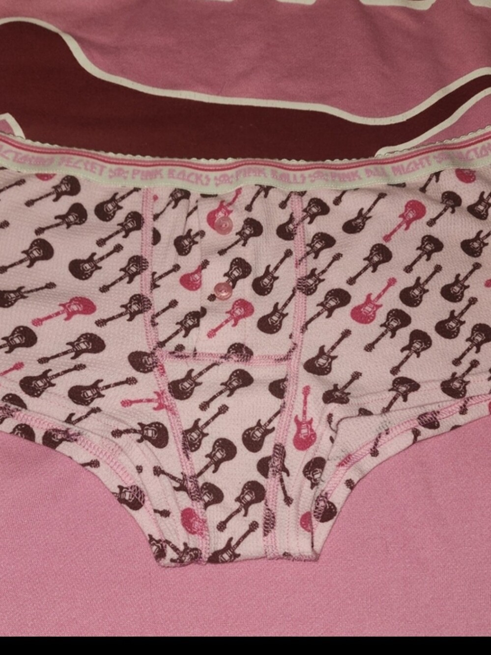 Y2K Pink VS Rock & Roll Low Rise Boyshorts, Shorty Shorts, Breifs. Size: S